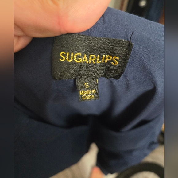 Sugarlips Madrigal Poplin Tiered Mini Dress Sz Small Blue - Picture 2 of 10